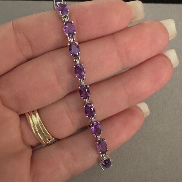Beautiful Genuine Amethyst Bracelet 7.25in, 4.5mm 7.98ctw~Retail $1300~NEW - Picture 8 of 14